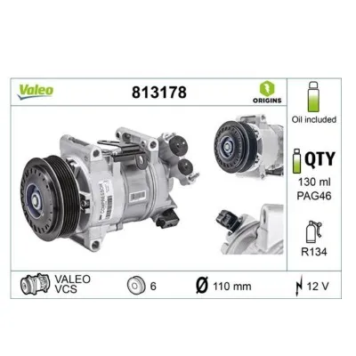 Peugeot ve Citroen Valeo 813178 (OEM: 9675655880) Klima Kompresörü